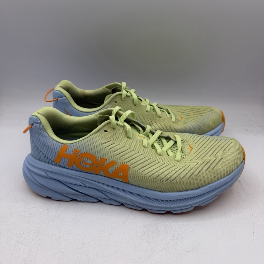 Hoka One One Rincon 3 Running Shoes Womens Sz 9 B Yellow Blue Athletic Sneakers